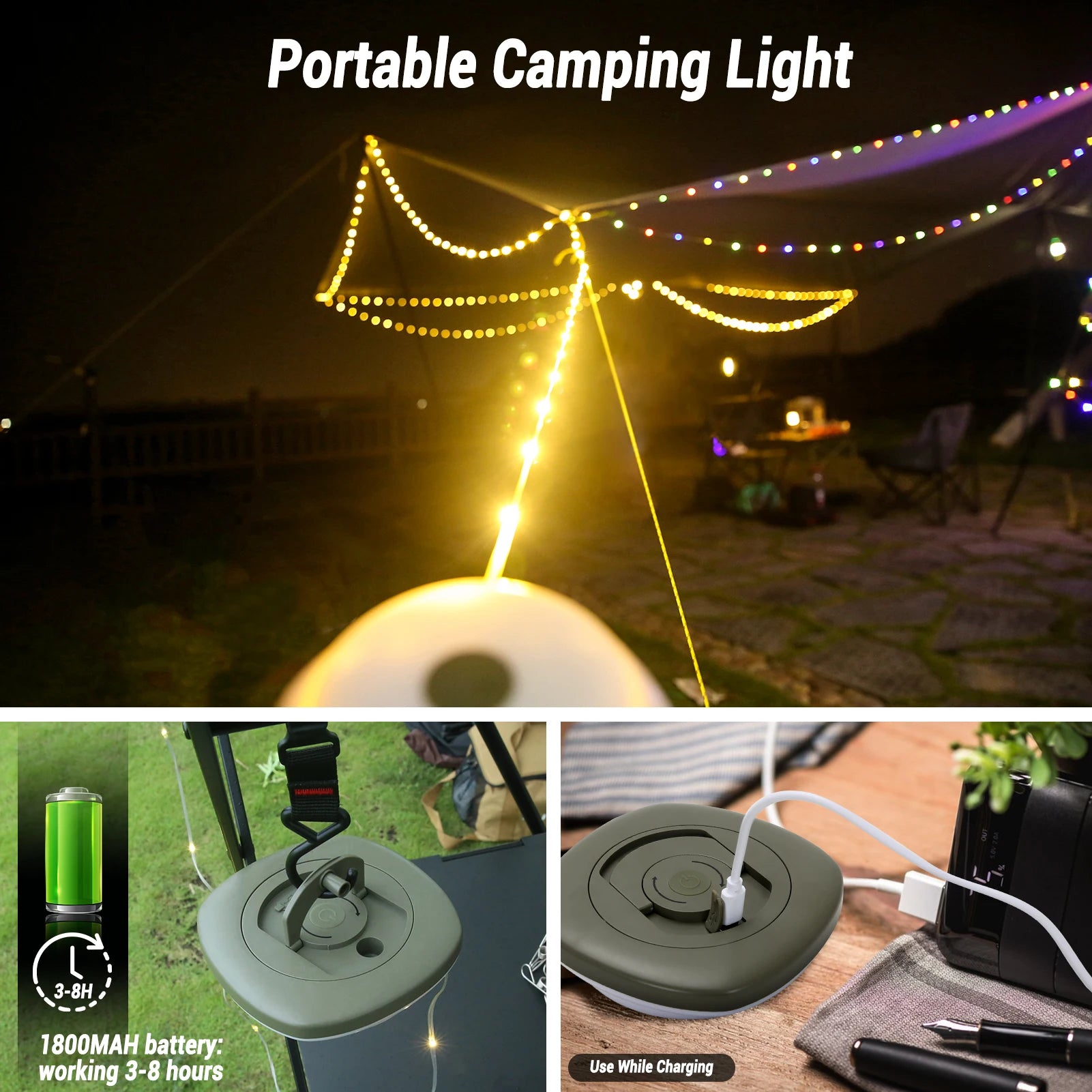33Ft Camping Lantern String Lights